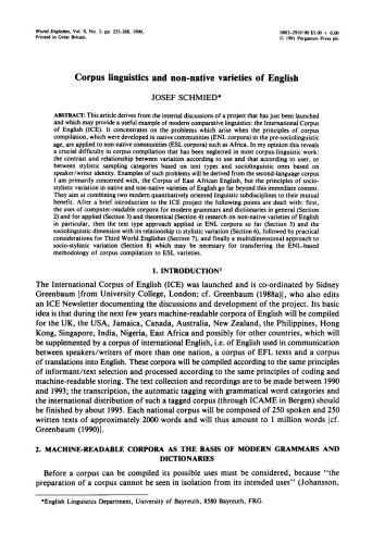 Corpus linguistics and non-native varieties of English