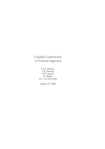 Compiler Construction A Practical Approach