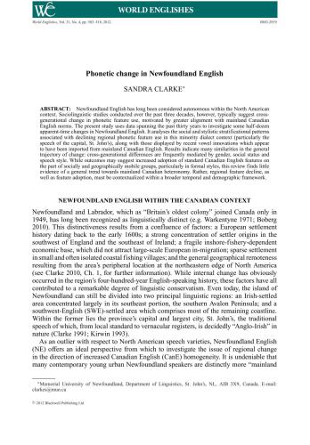 Phonetic change in Newfoundland English