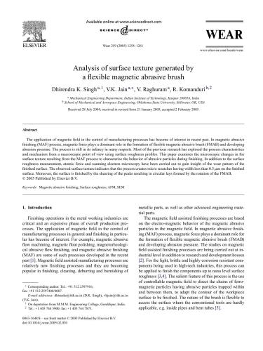 Analysis of surface texture generated by a flexible magnetic abrasive brush