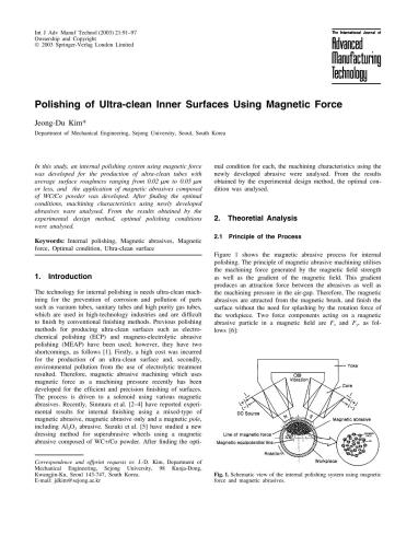 Polishing of ultra-clean inner surfaces using magnetic force