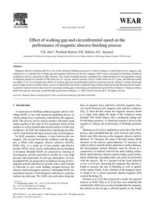 Effect of working gap and circumferential speed on the performance of magnetic abrasive finishing process