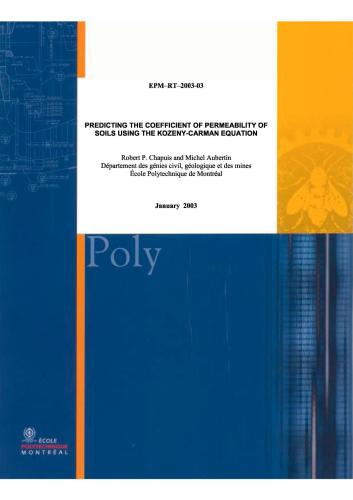 Predicting the coefficient of permeability of soils using the Kozeny-Carman equation