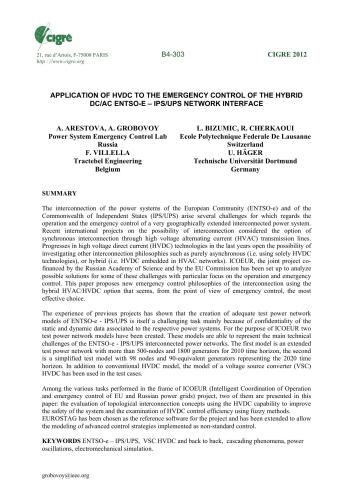 Application of HVDC to the Emergency Control of the Hybrid DC/AC ENTSO-E - IPS/UPS Network Interface