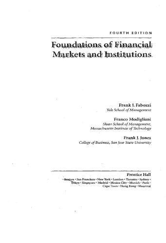 Foundations of Financial Markets and Institutions