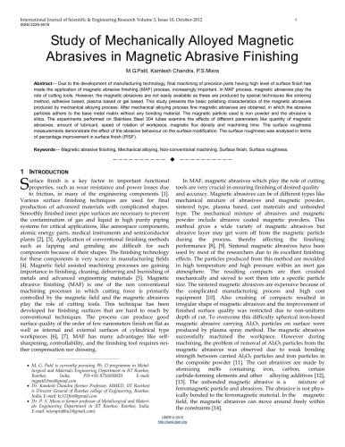 Study of mechanically alloyed magnetic abrasives in magnetic abrasive finishing