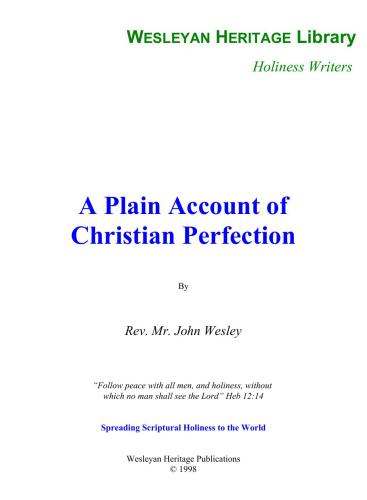 A Plain Account Of Christian Perfection