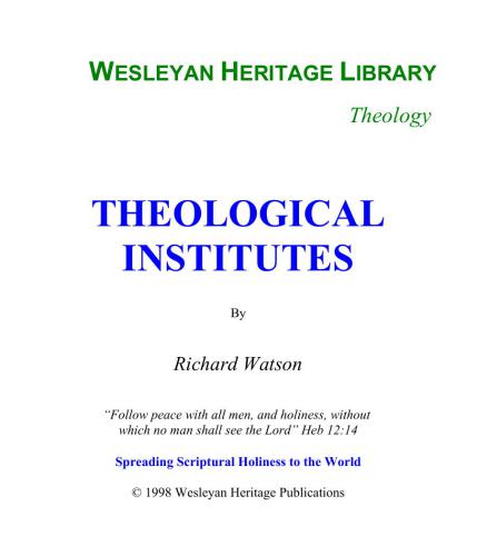 Theological Institutes. Vol. I - II