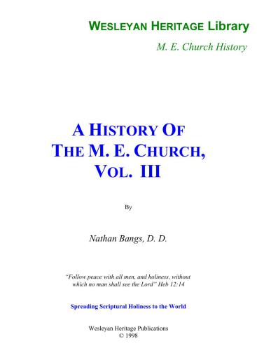 A History of the Methodist Episcopal Church. Vol. III