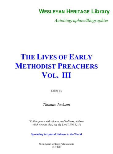 The Lives of Early Methodist Preachers. Vol. III