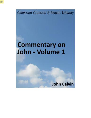 Commentary on John. Volume 1