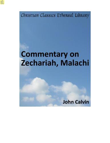 Commentary on Zechariah, Malachi