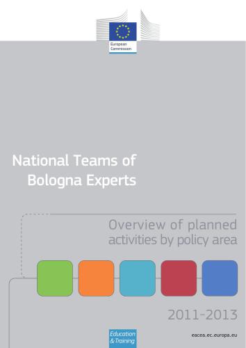 National Teams of Bologna Experts Overview of planned activities by policy area 2011-2013