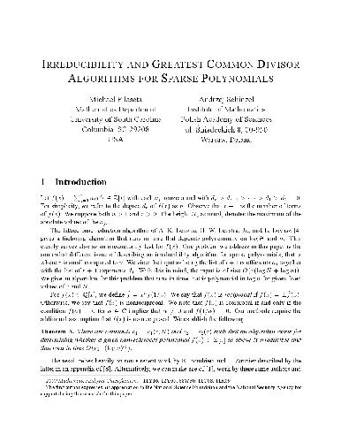 Irreducibility and GCD algorithms for sparse polynomials