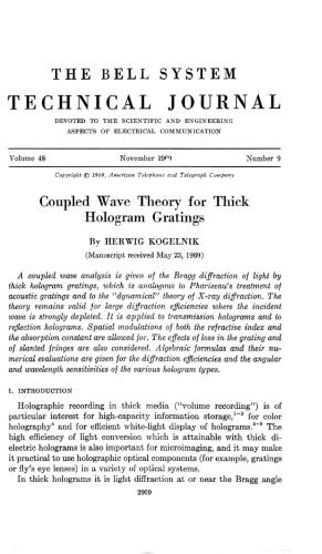 The coupled wave theory for thick hologram gratings