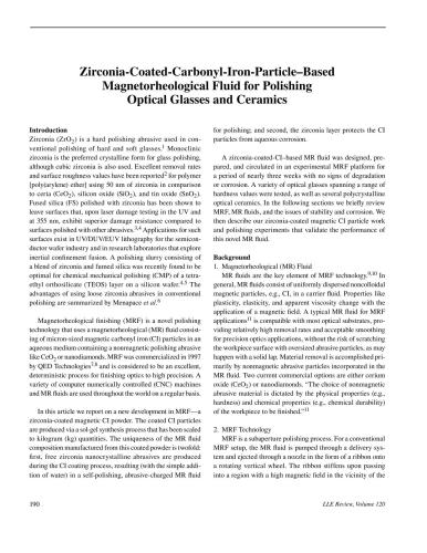 Zirconia-coated-carbonyl-iron-particle-based magnetorheological fluid for polishing optical glasses and ceramics