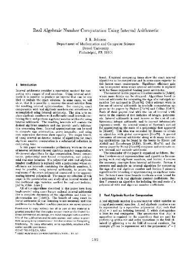 Real algebraic number computation using intervals