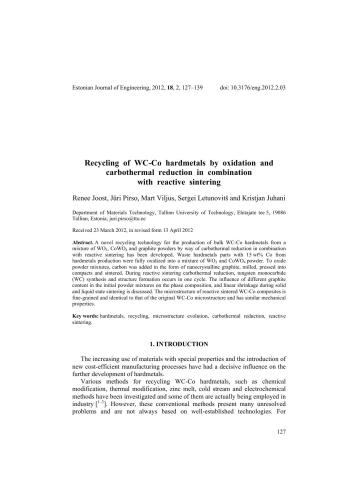 al. Recycling of WC-Co hardmetals by oxidation and carbothermal reduction in combination with reactive sintering