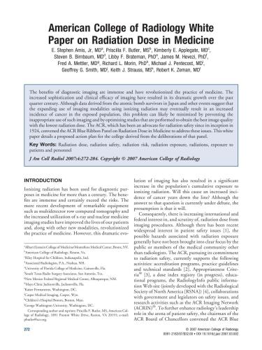 White Paper on Radiation Dose in Medicine