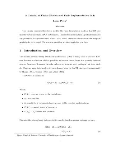 A Tutorial of Factor Models and Their Implementation in R