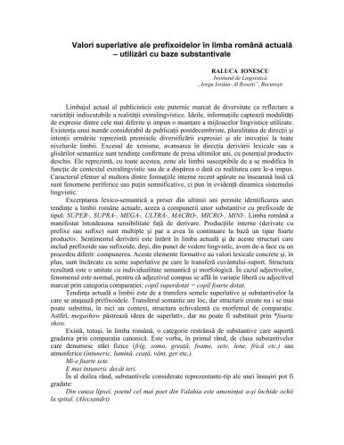 Valori superlative ale prefixoidelor în limba română actuală - utilizări cu baze substantivale