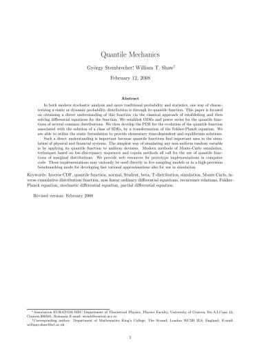 Quantile Mechanics