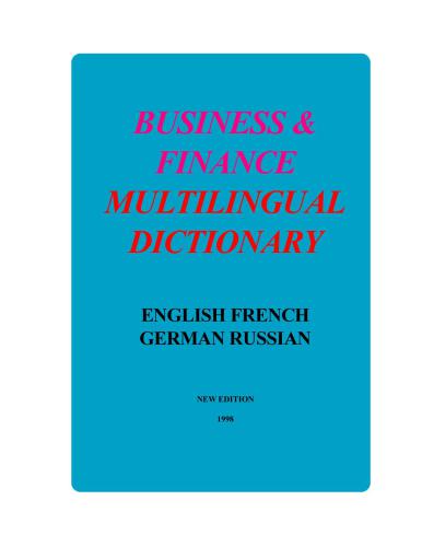 Business and Finance multilungual dictionary