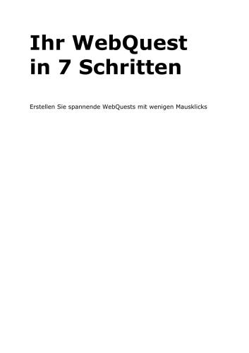 Ihr WebQuest in 7 Schritten