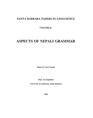 Aspects of Nepali Grammar