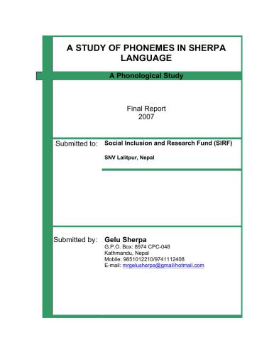 Study of Phonemes in Sherpa Language