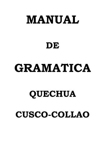 Manual de gramatica Quechua Cusco-Collao