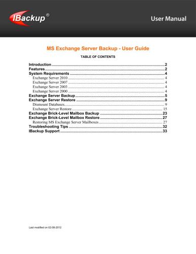 Pro Softnet Corporation. MS Exchange Server Backup - User Guide