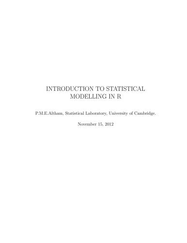 Introduction to Statistical Modelling in R