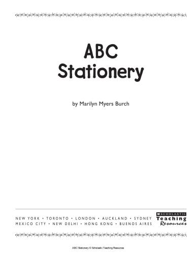 Scholastic Teaching Resources. ABC Stationery