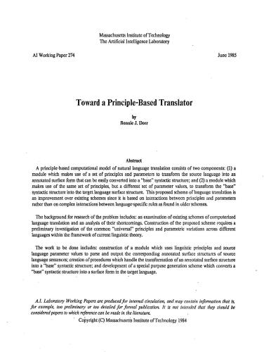 Toward a Principle-Based Translator