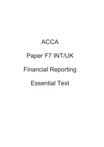 ACCA Kaplan F7 Financial Reporting INT/UK Essential Text 2012