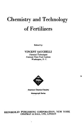 Sauchelli Vincent Chemistry and technology of fertilizers