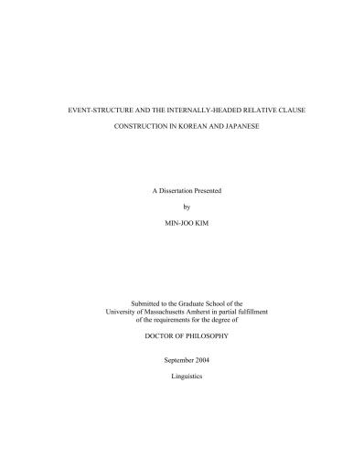 Event-Structure and the Internally-Headed Relative Clause Construction in Korean and Japanese