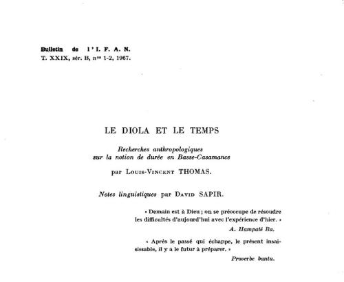 Le Diola et le temps