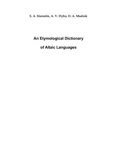 An Etymological Dictionary of Altaic Languages