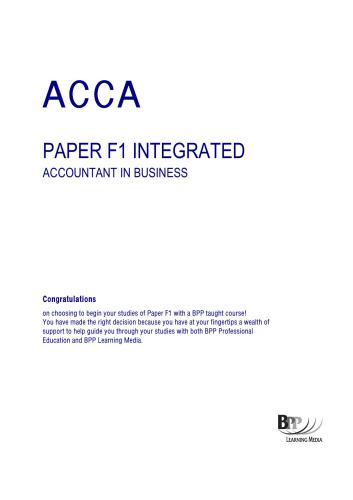 ACCA F1 Accountant in Business course companion