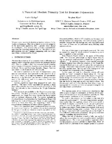 Numerical primality test for bivariate polynomials