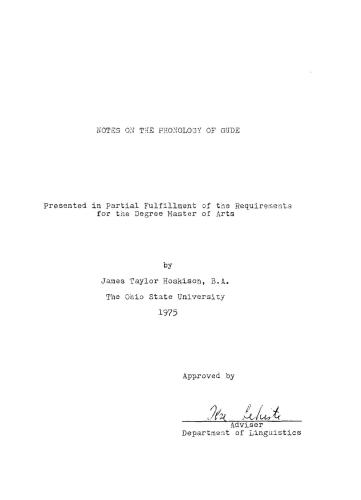 Notes on the phonology of Gude