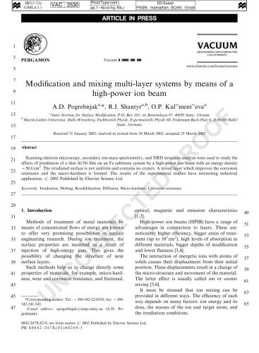 Modification and mixing multi-layer systems by means of a high-power ion beam