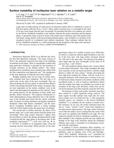 Surface instability of multipulse laser ablation on a metallic target