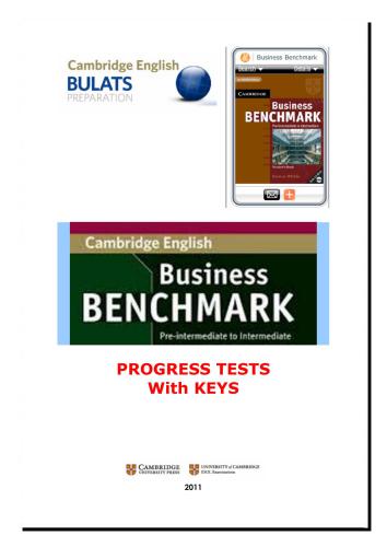 Cambridge English. Business Benchmark Progress Tests - Pre-Intermediate with Answers