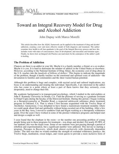 Toward an Integral Recovery Model for Drug and Alcohol Addiction