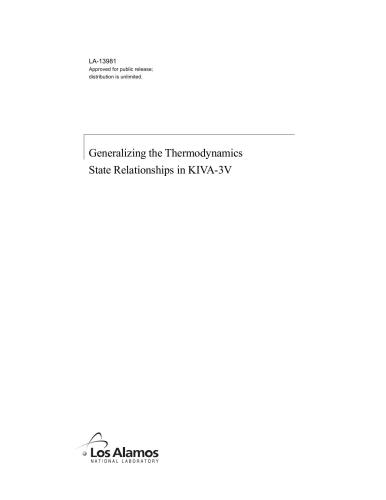 Generalizing the Thermodynamics State Relationships in KIVA-3V