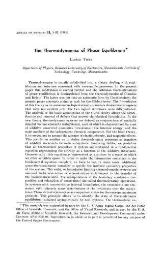 The Thermodynamics of Phase Equilibrium