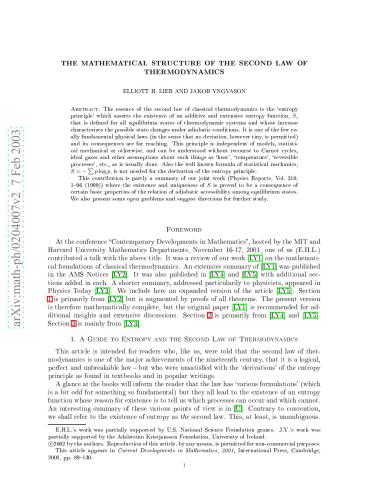 The mathematical structure of the second law of thermodynamics